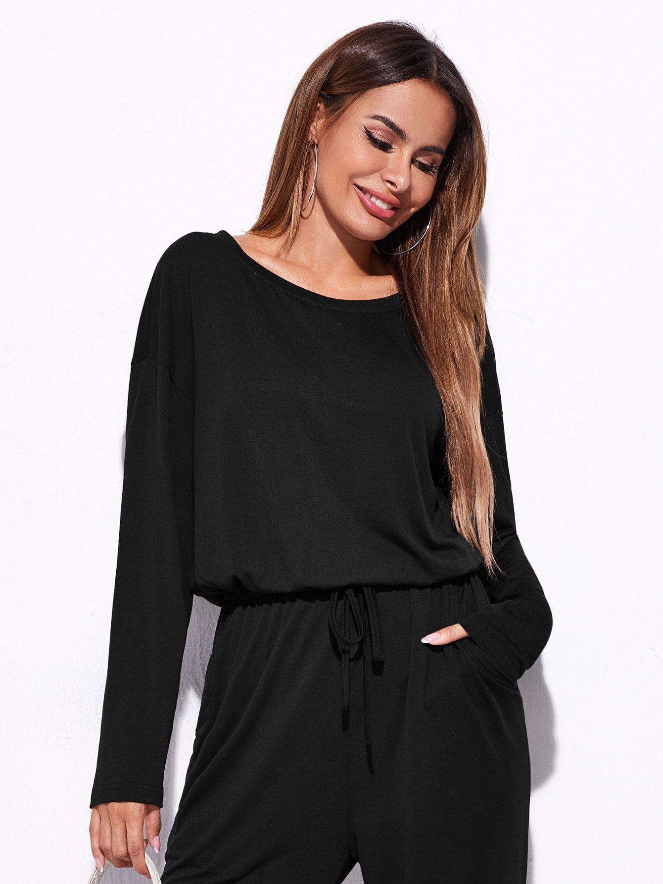 Essnce Drop Shoulder Knot Front Jumpsuit