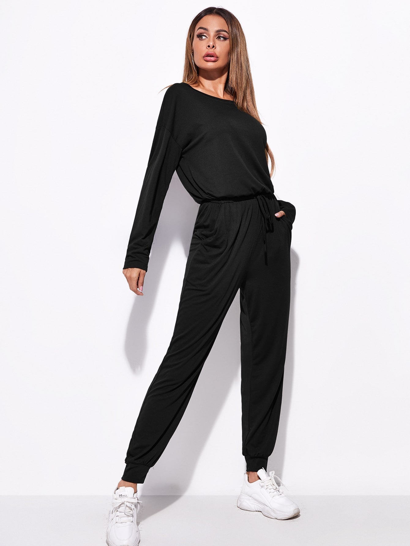 Essnce Drop Shoulder Knot Front Jumpsuit