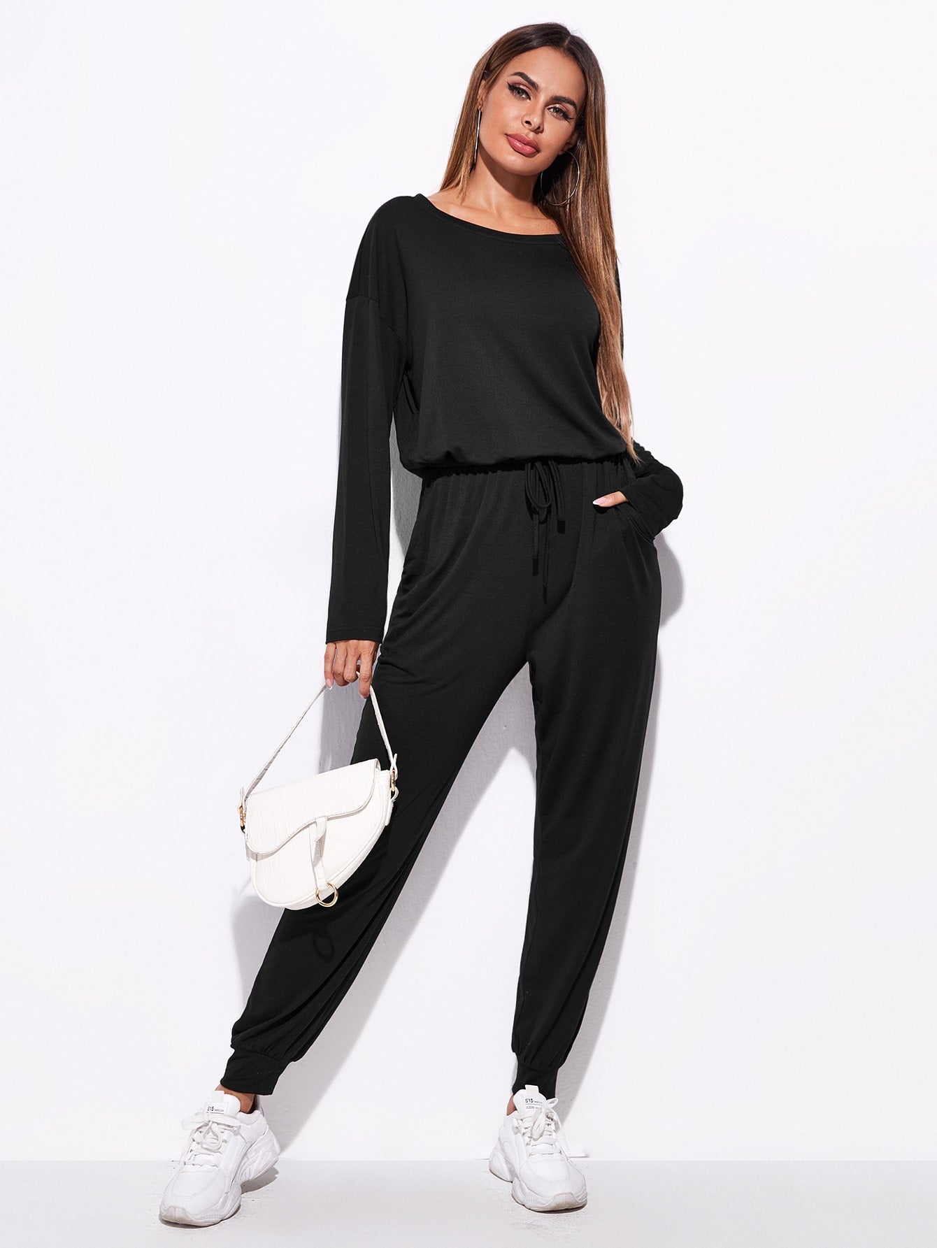 Essnce Drop Shoulder Knot Front Jumpsuit