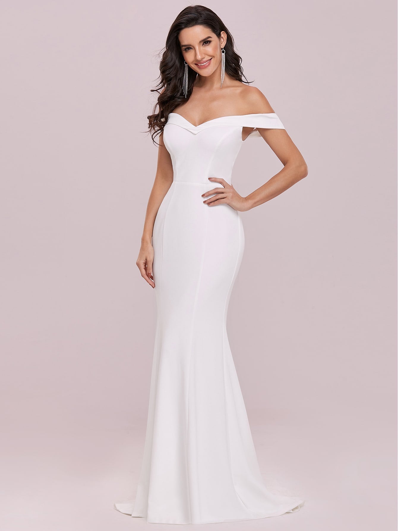 EVER-PRETTY Fold Off Shoulder Mermaid Hem Prom Dress