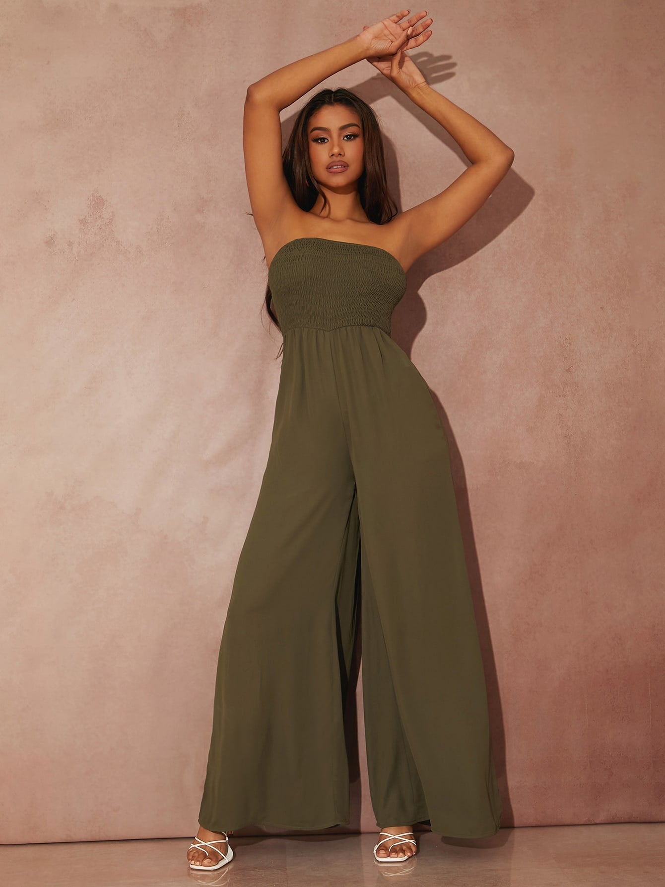 SXY Solid Wide Leg Tube Jumpsuit