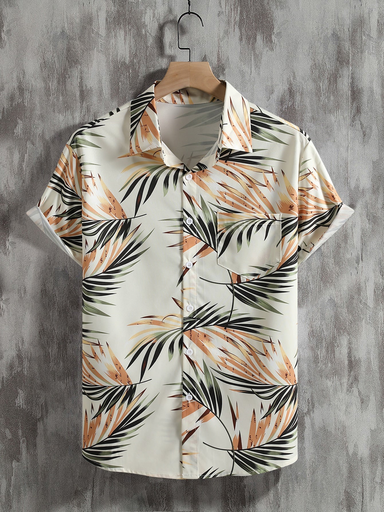 Manfinity RSRT Men Tropical Print One Pocket Front Shirt Without Tee