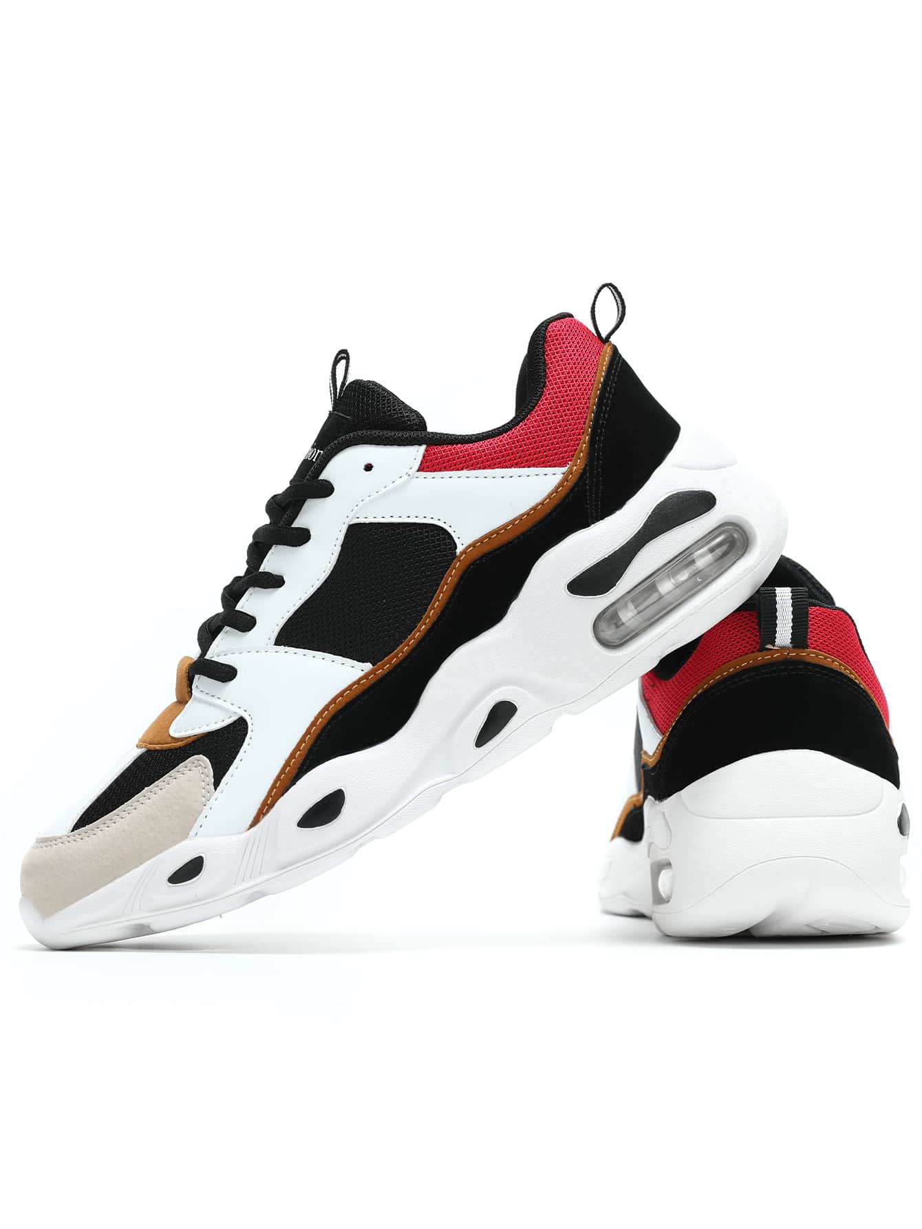 Men Colorblock Mesh Panel Chunky Sneakers School Shoes