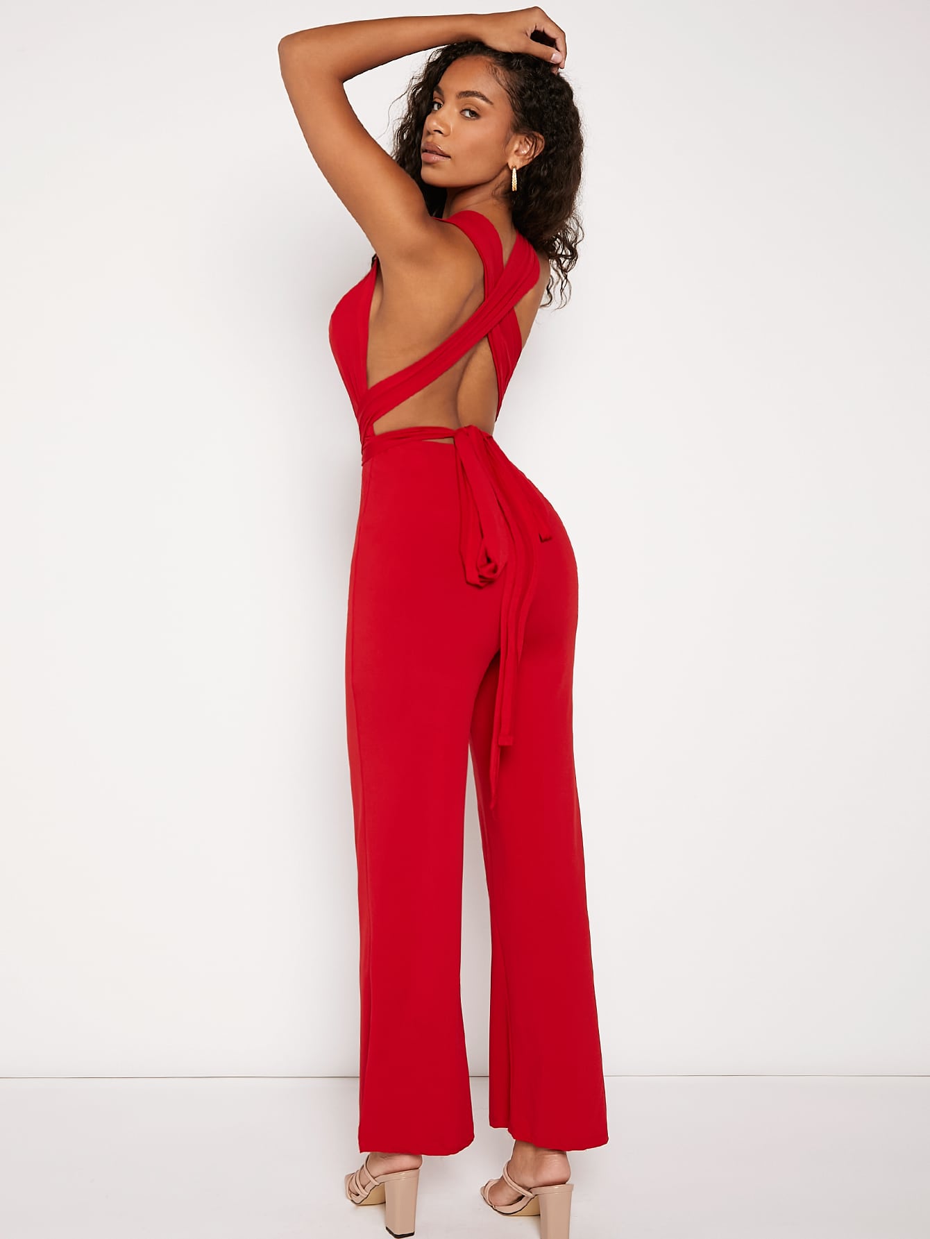 BIZwear Multi Way Open Back Wide Leg Jumpsuit Workwear