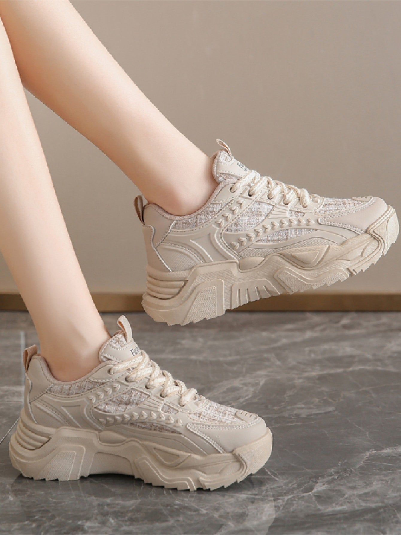 Lace-up Front Mesh Panel Chunky Sneakers