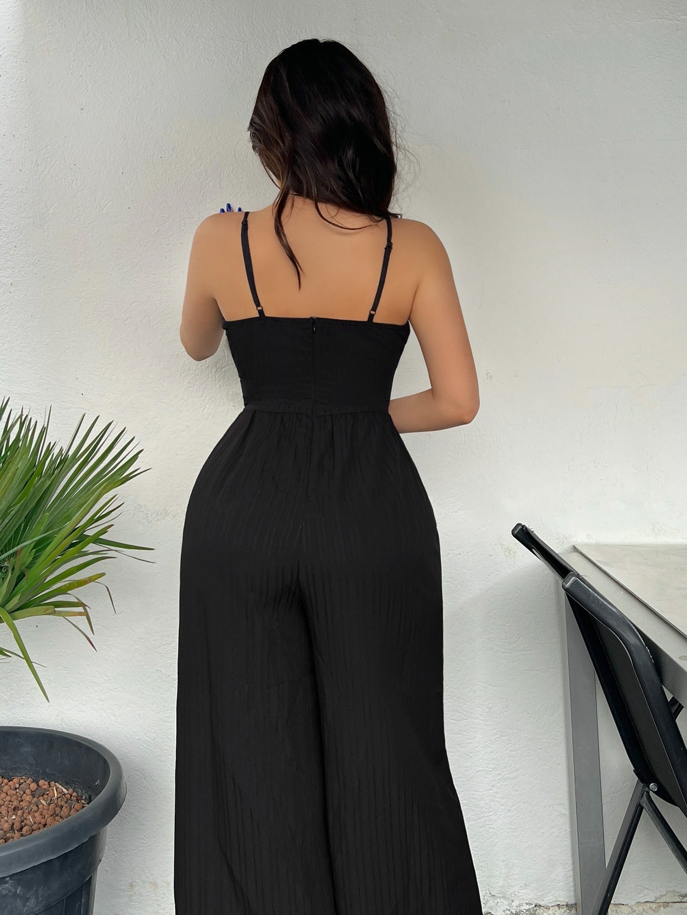 \VCAY Solid Wide Leg Cami Jumpsuit