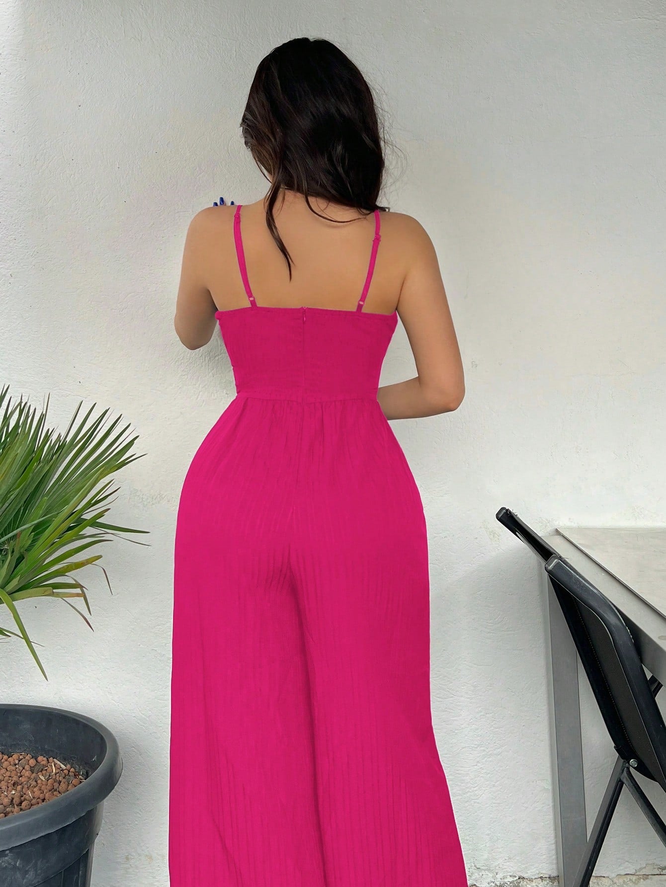 \VCAY Solid Wide Leg Cami Jumpsuit