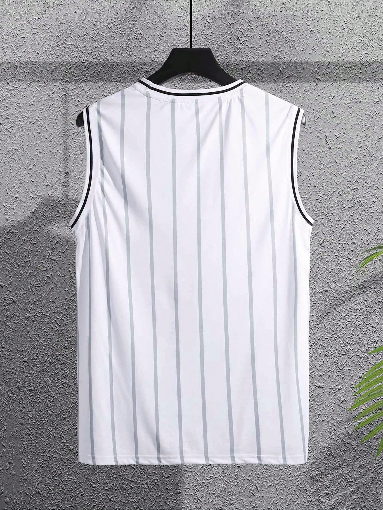 Manfinity Sporsity Men Letter Graphic Striped Trim Basketball Jersey