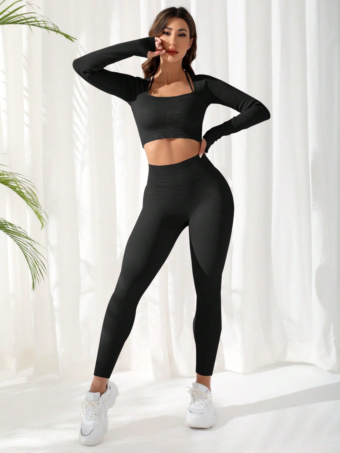 Yoga Basic 2pcs Seamless High Stretch Yoga Set Pilates Set 2 In 1 Tee & Tummy Control Leggings