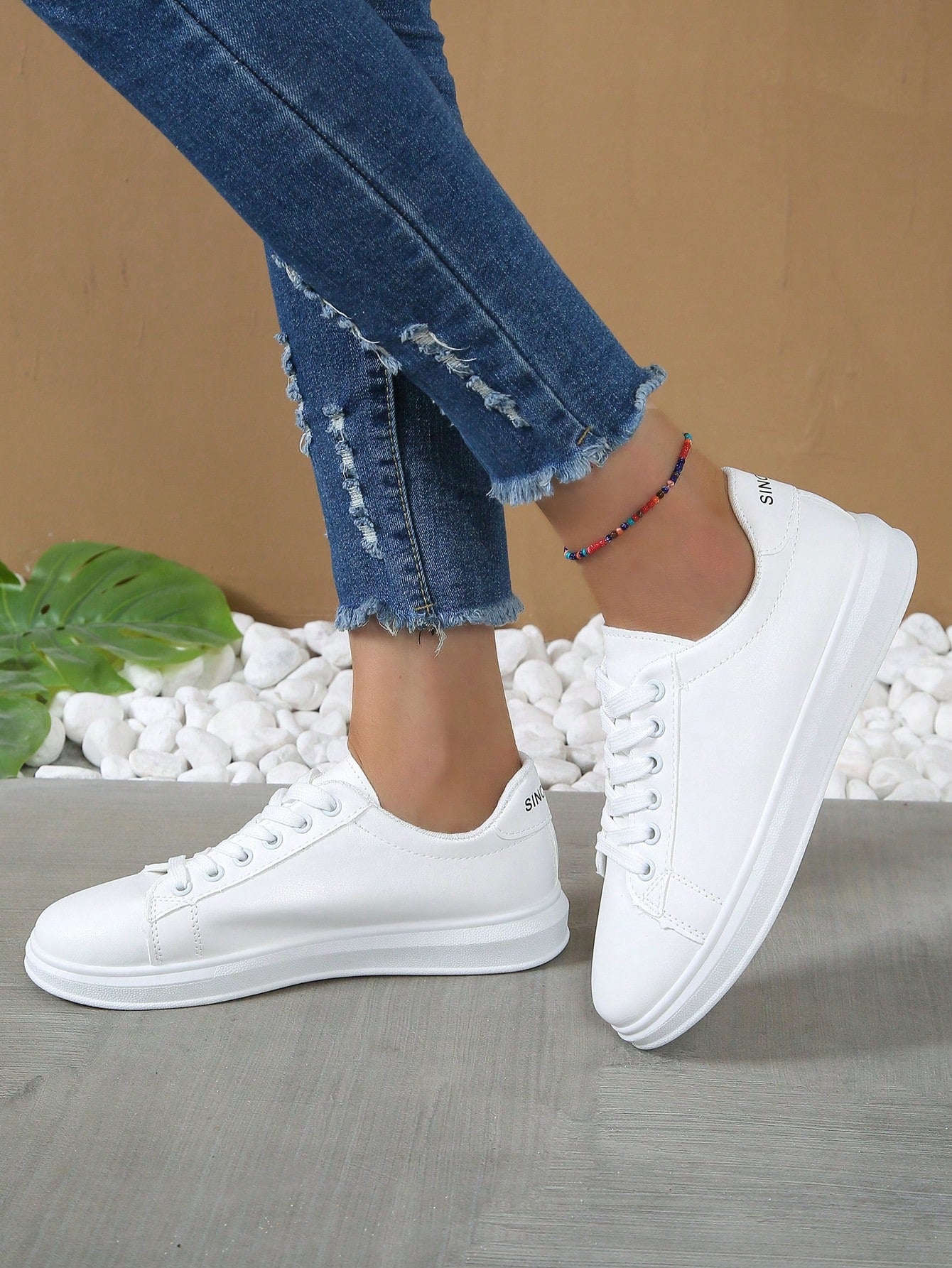 Sporty Sneakers For Women, Letter Graphic Lace-up Front Skate Shoes