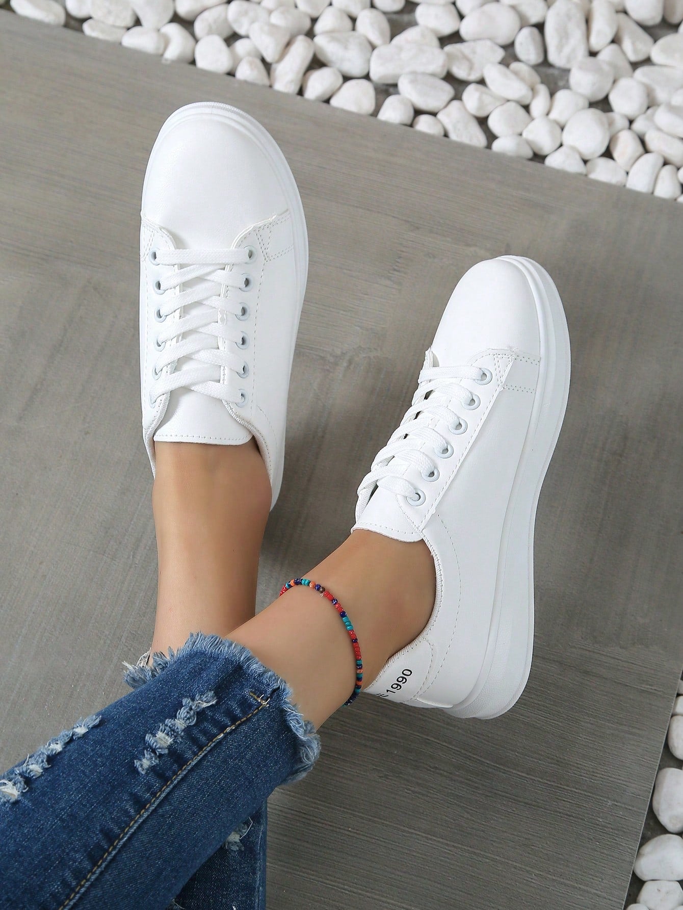 Sporty Sneakers For Women, Letter Graphic Lace-up Front Skate Shoes