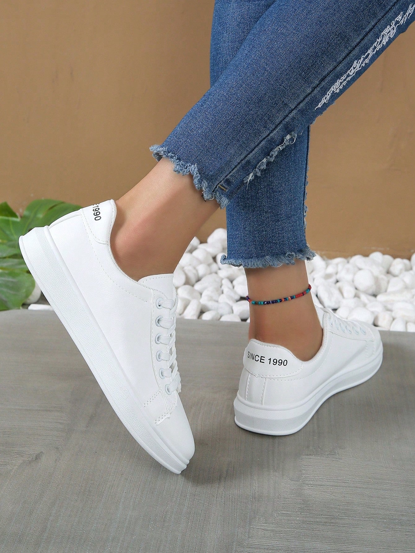 Sporty Sneakers For Women, Letter Graphic Lace-up Front Skate Shoes