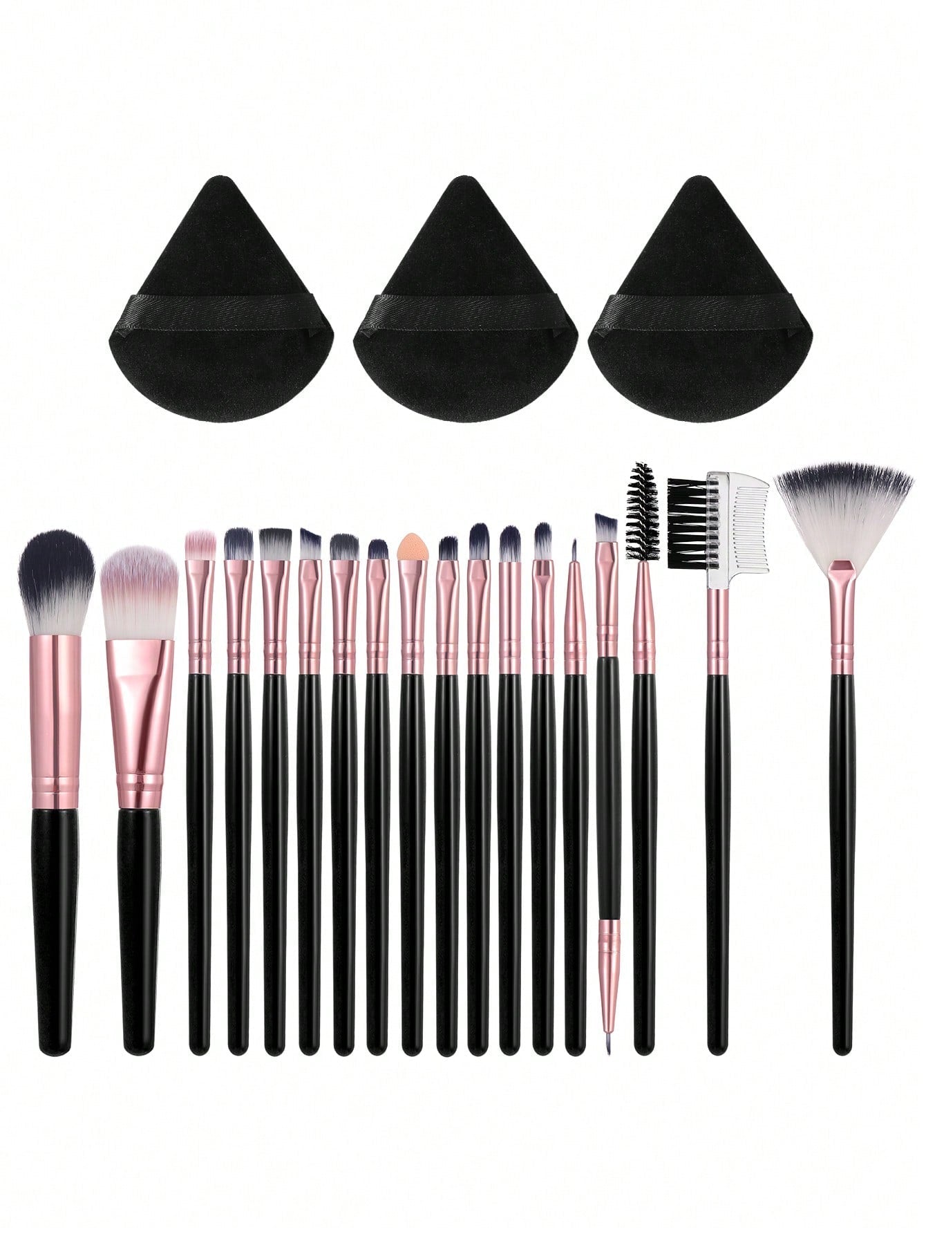 18Pcs Makeup Brush Set & 3Pcs Makeup Puff Set Soft Triangle Powder Mineral Puff For Face Makeup Cosmetic Brush Set Black Friday