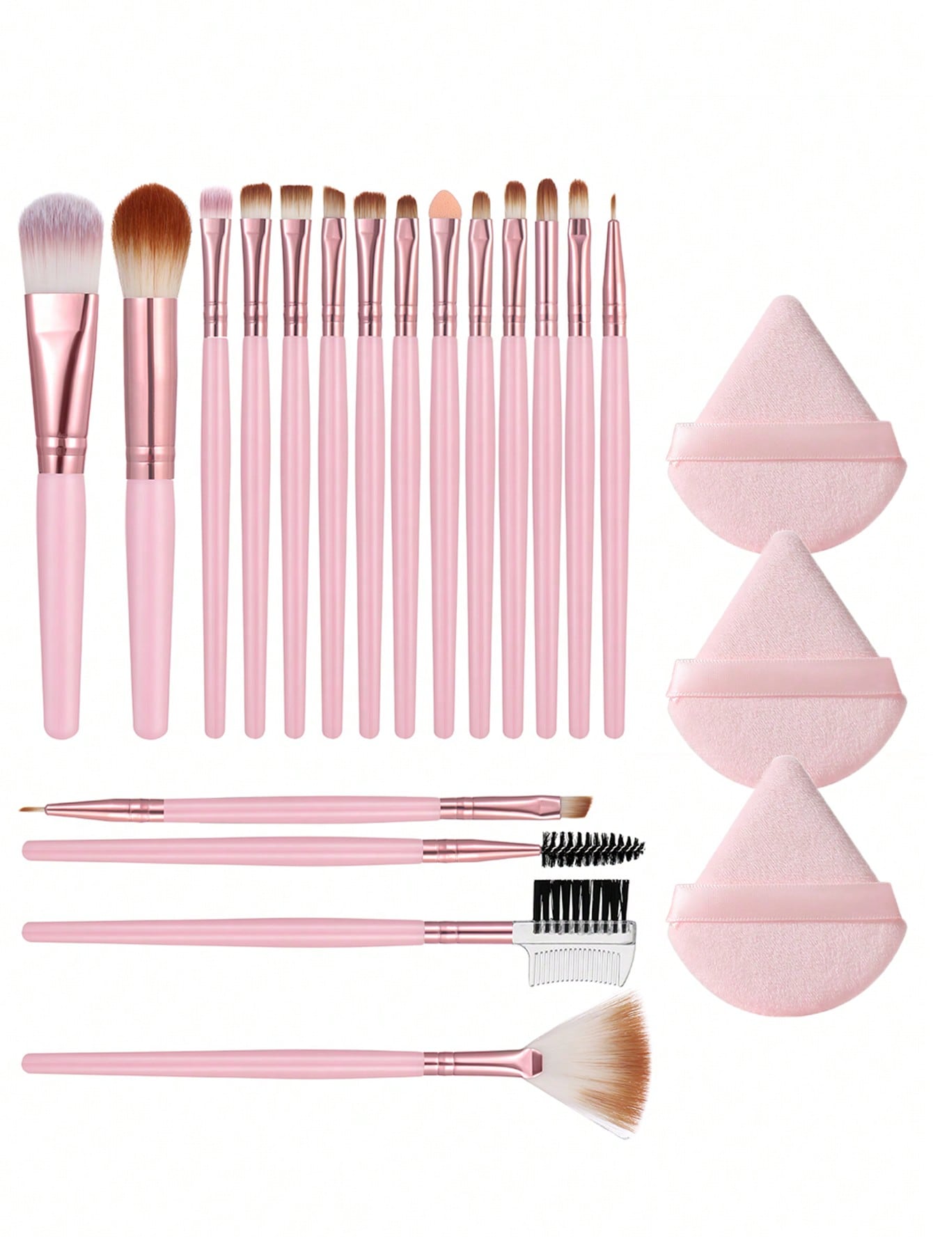 18Pcs Makeup Brush Set & 3Pcs Makeup Puff Set Soft Triangle Powder Mineral Puff For Face Makeup Cosmetic Brush Set Black Friday