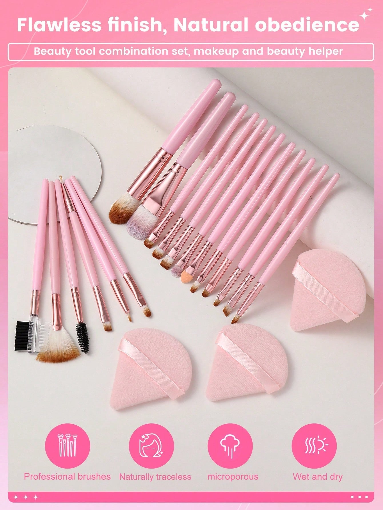 18Pcs Makeup Brush Set & 3Pcs Makeup Puff Set Soft Triangle Powder Mineral Puff For Face Makeup Cosmetic Brush Set Black Friday