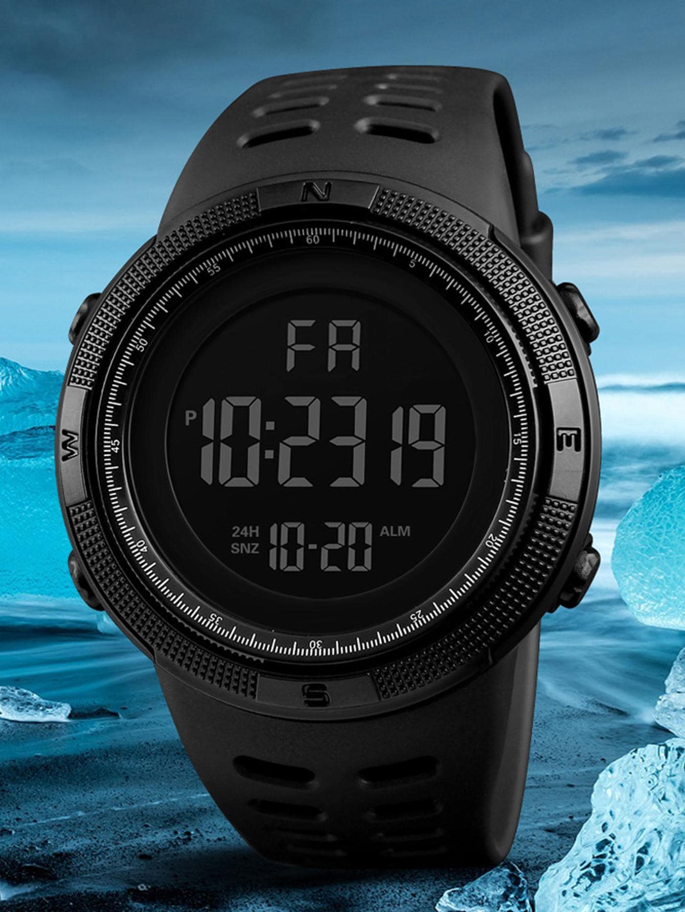 Men's Outdoor Multifunctional Electronic Sports Watch With Big Screen Display, Fashion Accessory