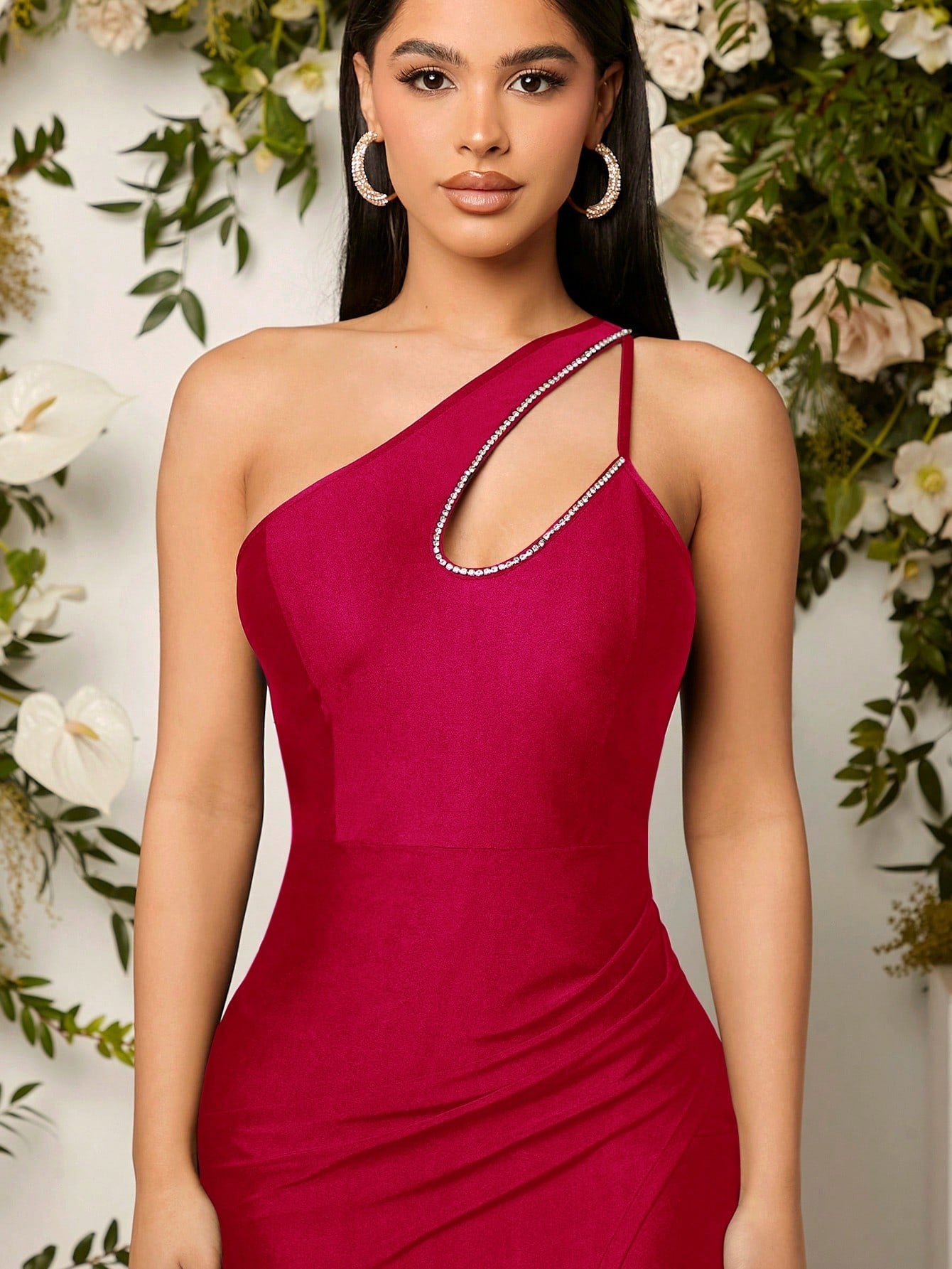 Belle One Shoulder Cut Out Split Thigh Dress