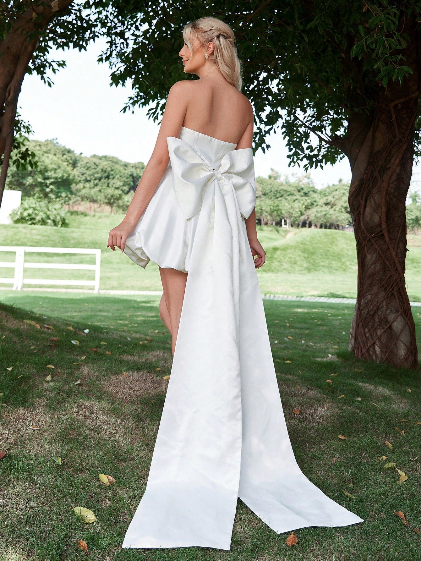 Draped Detail Tube Wedding Dress