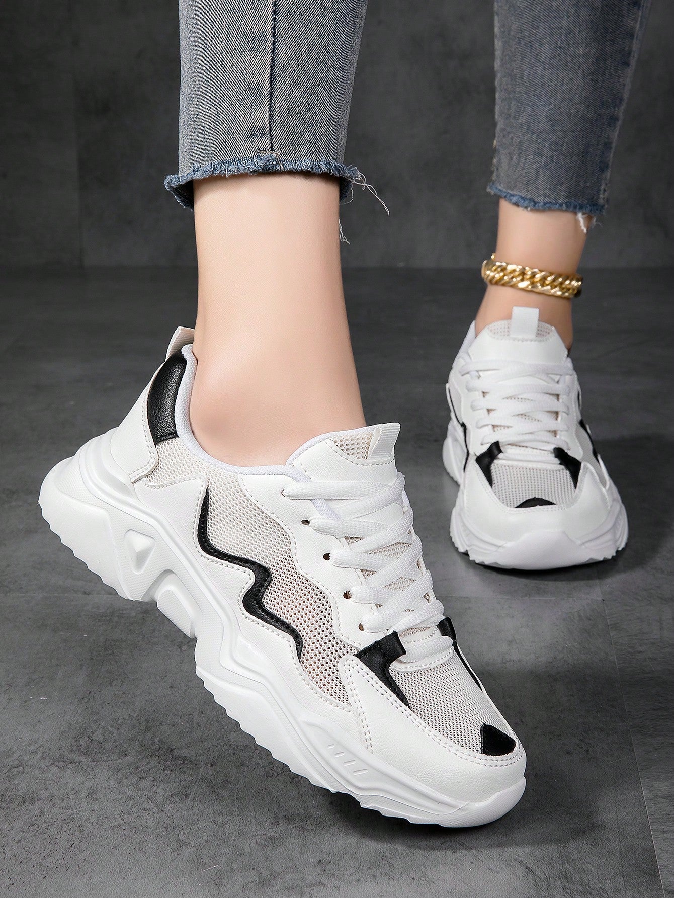 New Women's Thick-soled Chunky Sneakers, Comfortable And Breathable Sports Shoes