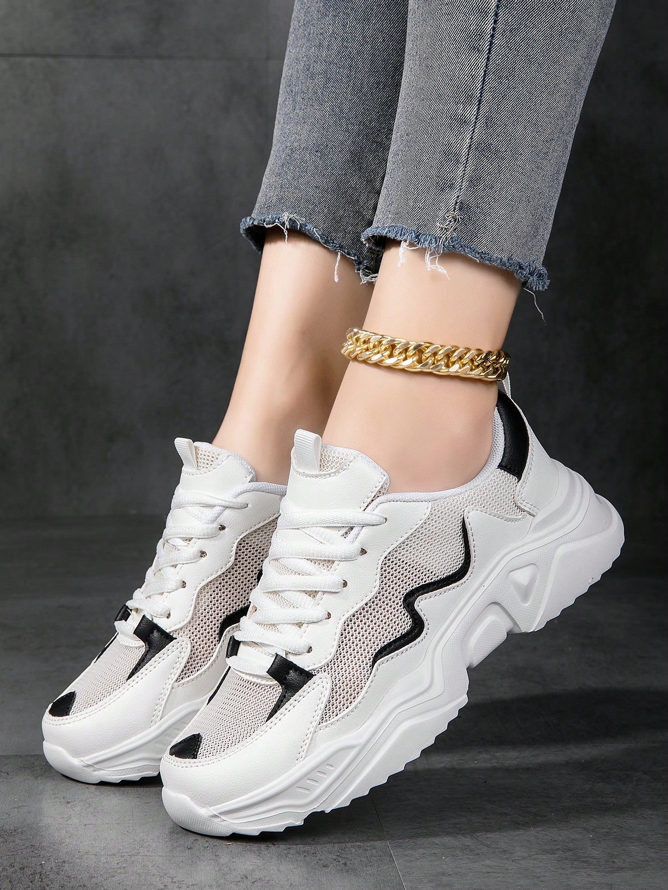 New Women's Thick-soled Chunky Sneakers, Comfortable And Breathable Sports Shoes