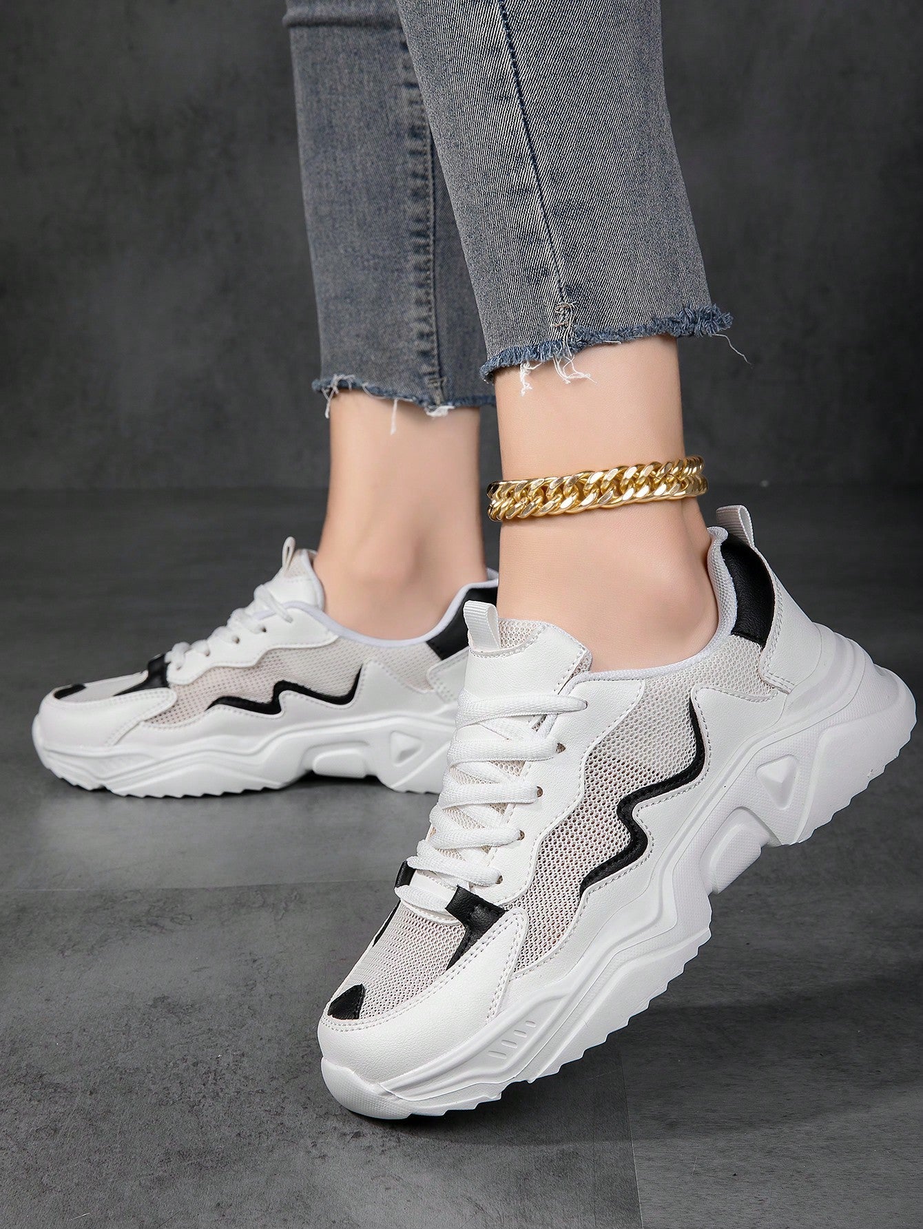 New Women's Thick-soled Chunky Sneakers, Comfortable And Breathable Sports Shoes