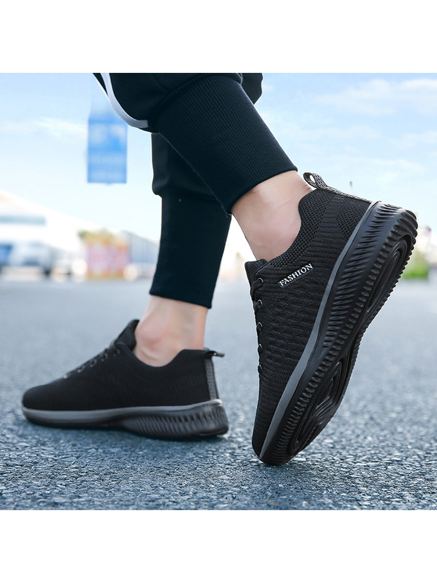 Autumn Breathable Men's Knit Mesh Sneakers Fashion Sports Casual Lightweight Running Shoes