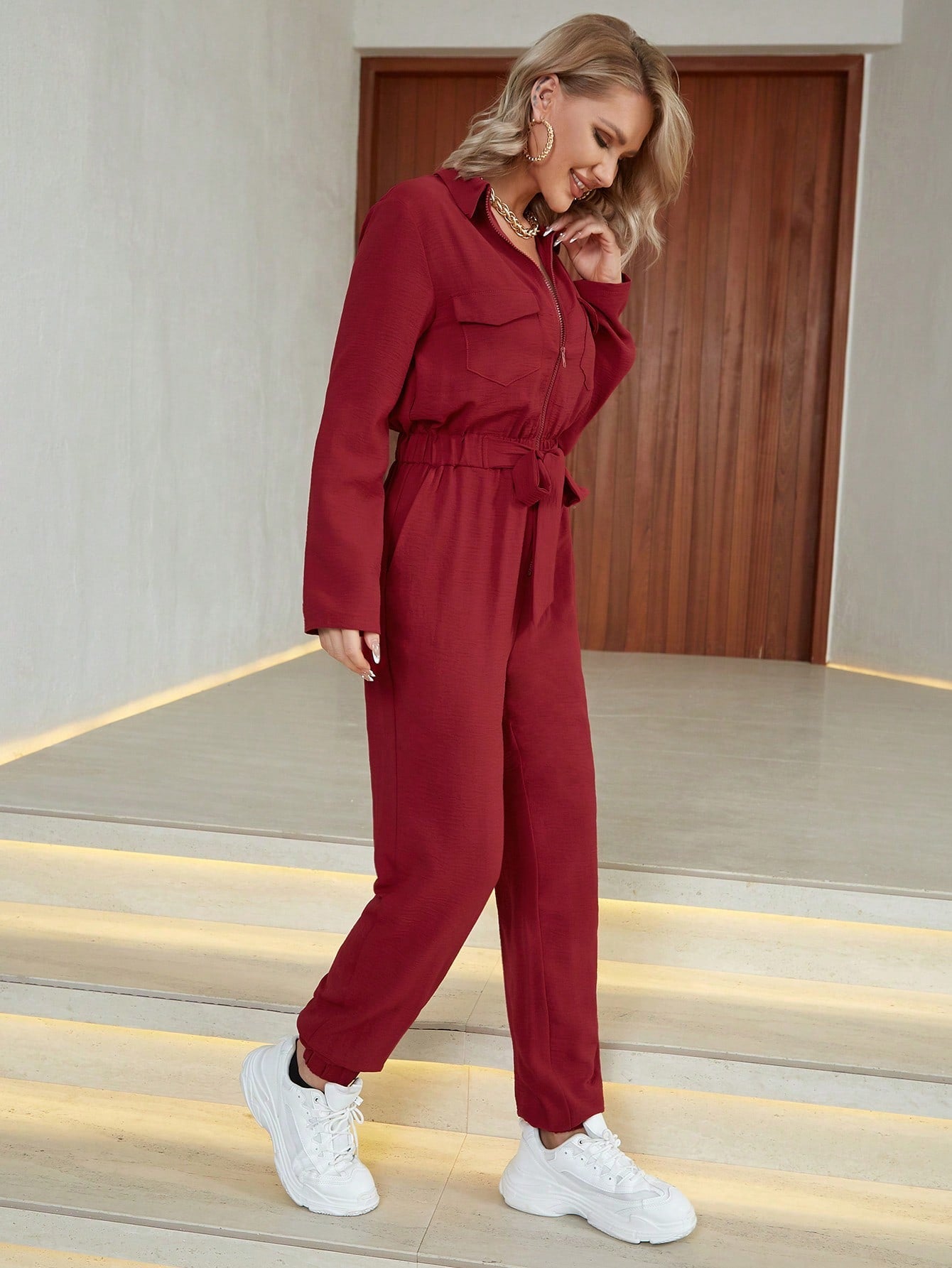 Eilly Bazar Flap Pocket Knot Front Jumpsuit