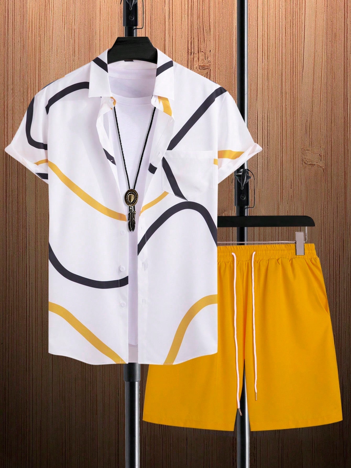 Manfinity RSRT Men Graphic Print Shirt & Shorts Set