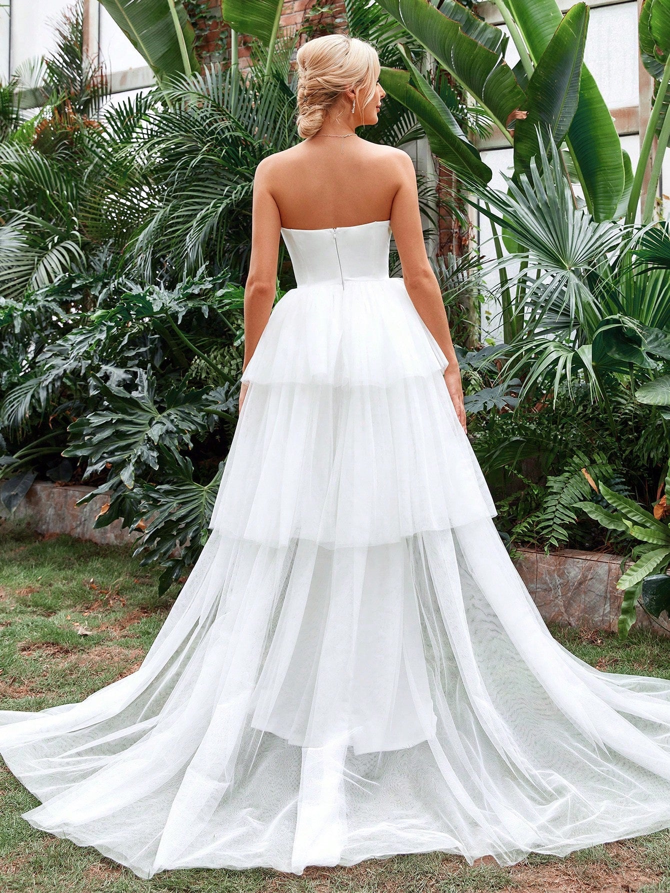 Ruffle Hem Tube Wedding Dress