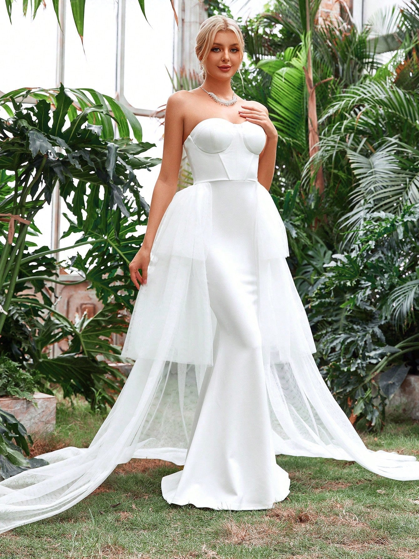 Ruffle Hem Tube Wedding Dress