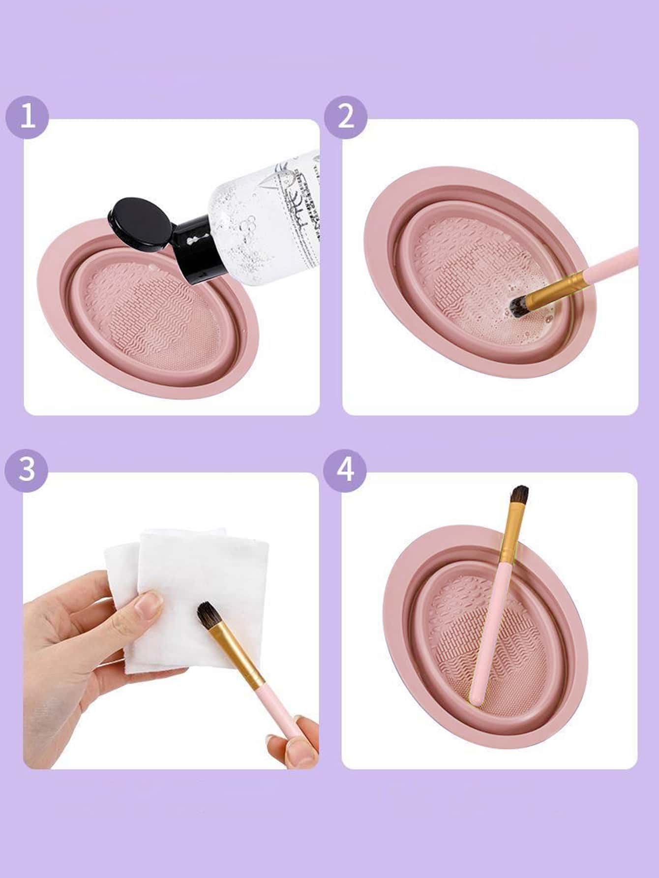 1pc Foldable Makeup Brush Cleaning Mat, Cosmetic Tool Cleaning Pad