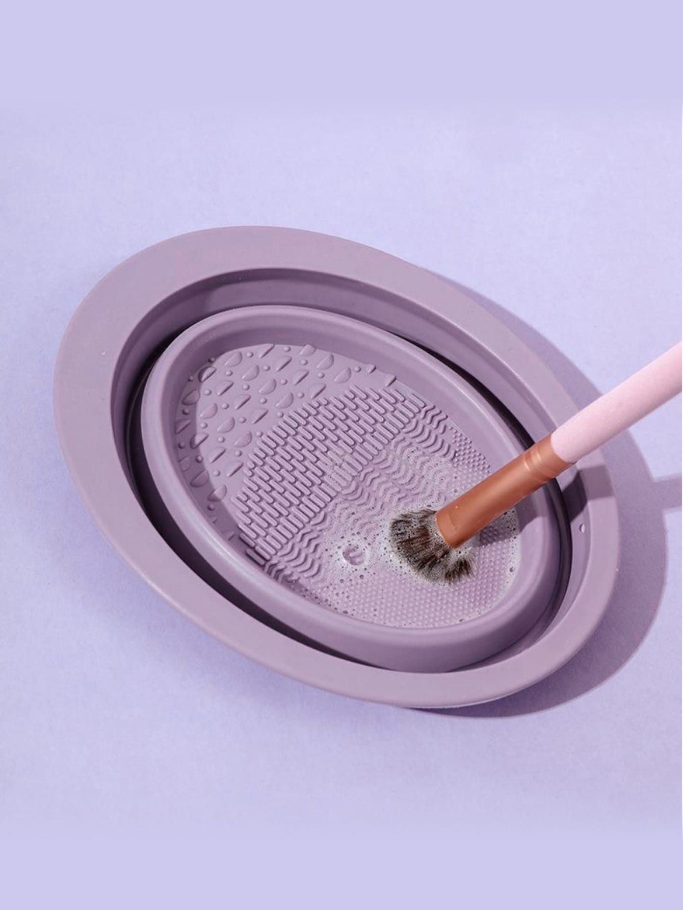 1pc Foldable Makeup Brush Cleaning Mat, Cosmetic Tool Cleaning Pad