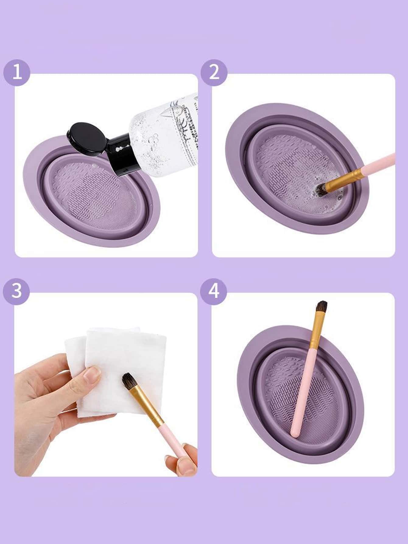 1pc Foldable Makeup Brush Cleaning Mat, Cosmetic Tool Cleaning Pad