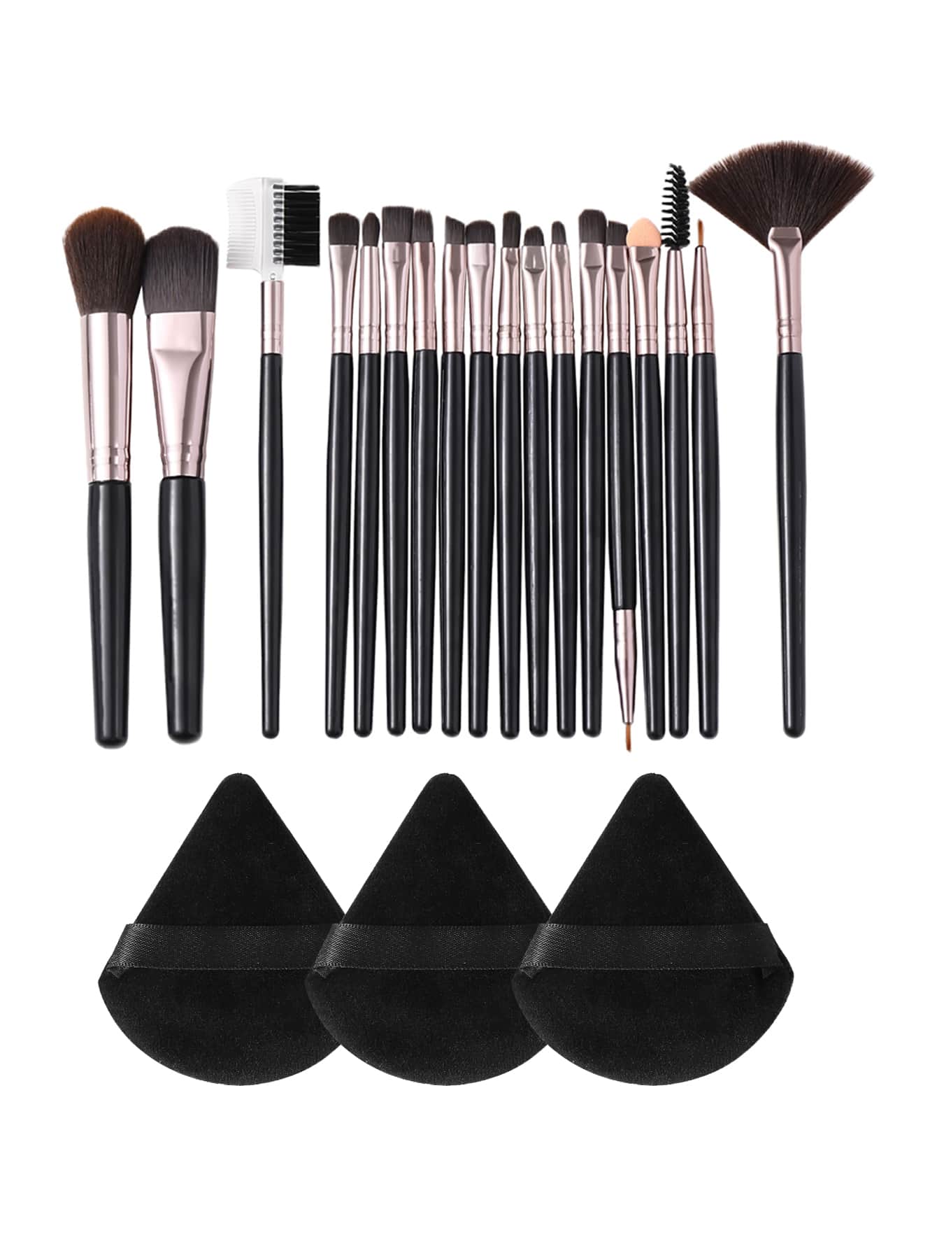 18Pcs Makeup Brush Set & 3Pcs Makeup Puff Set Soft Triangle Powder Mineral Puff For Face Makeup Cosmetic Brush Set Black Friday