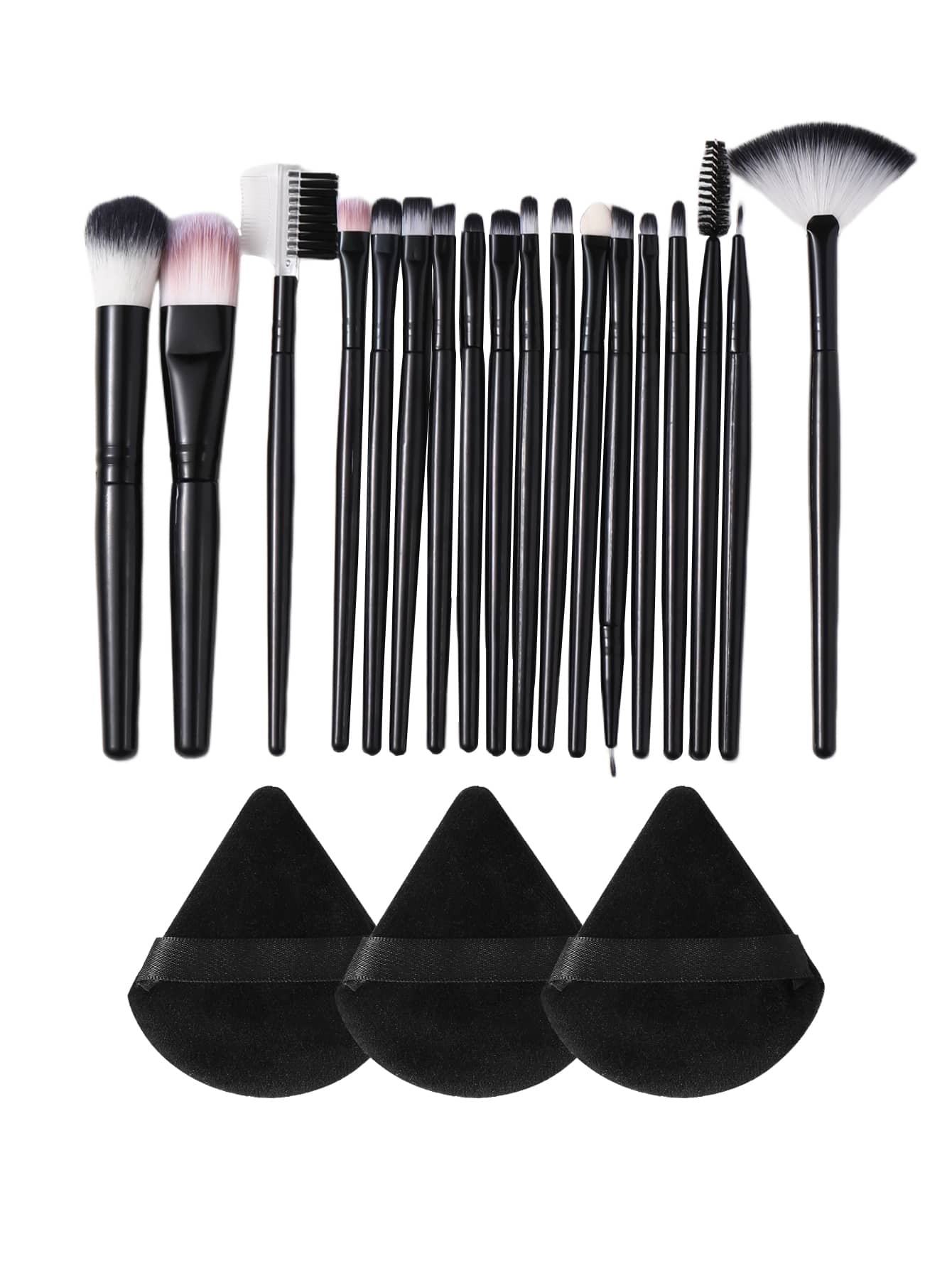 18Pcs Makeup Brush Set & 3Pcs Makeup Puff Set Soft Triangle Powder Mineral Puff For Face Makeup Cosmetic Brush Set Black Friday