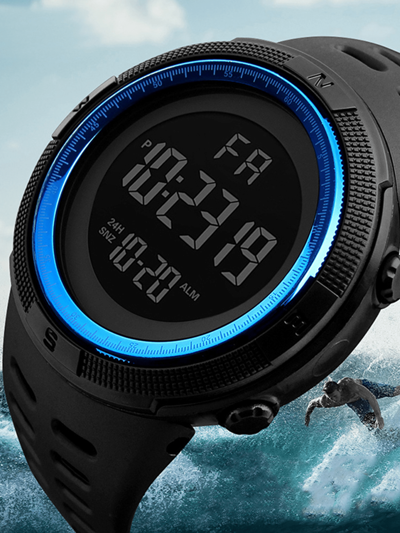 Men's Outdoor Multifunctional Electronic Sports Watch With Big Screen Display, Fashion Accessory