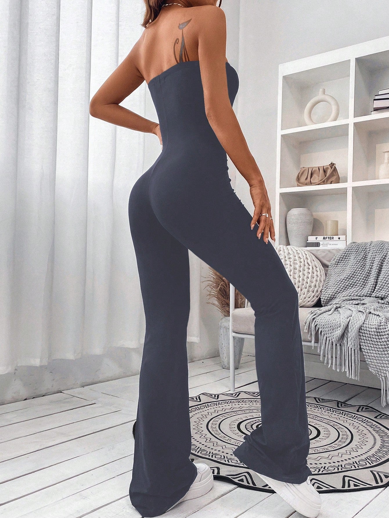 Essnce Solid Flare Leg Tube Jumpsuit