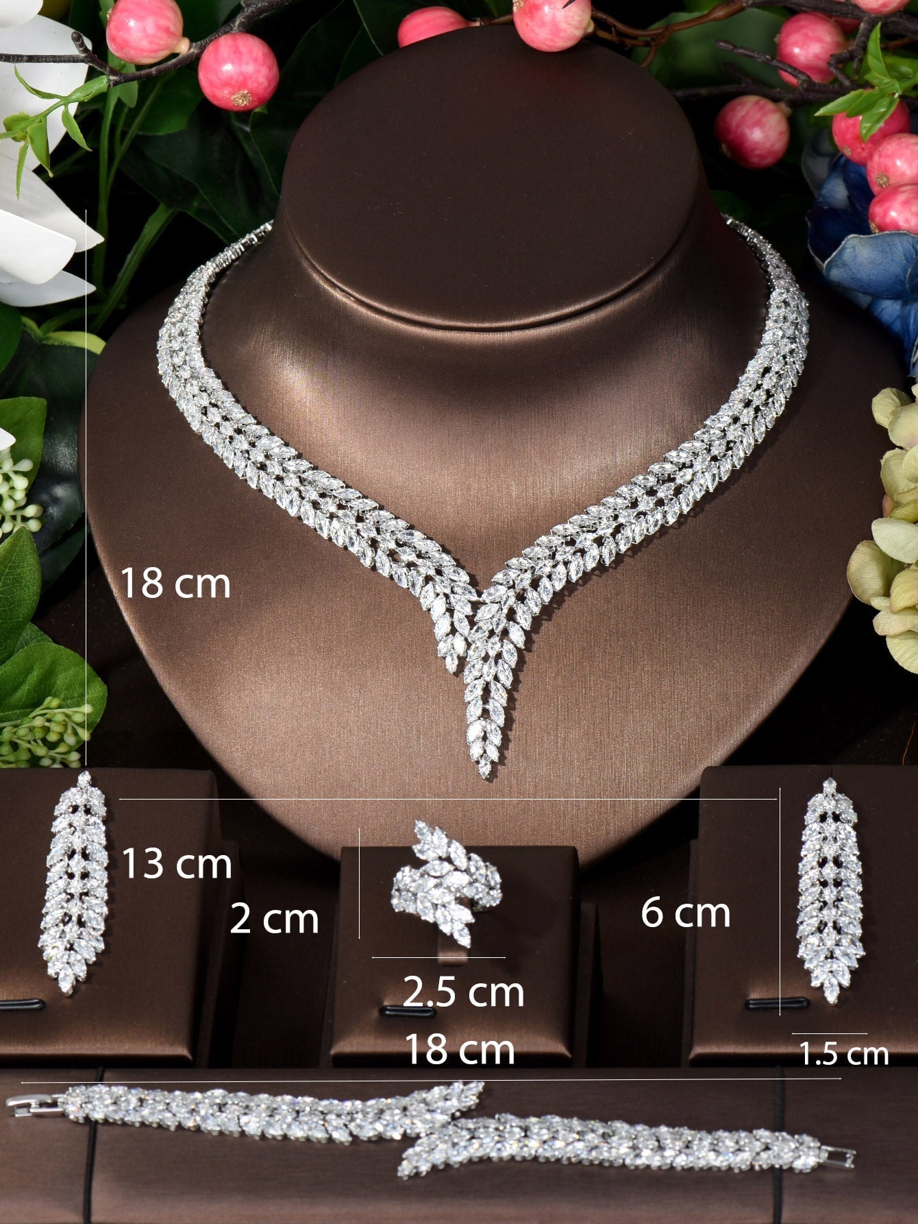 1 Set Bridal Zirconia Full Jewelry Sets For Women Party Luxury CZ Crystal Wedding necklace sets