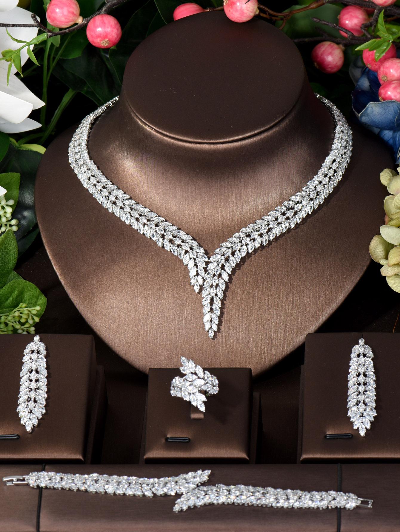 1 Set Bridal Zirconia Full Jewelry Sets For Women Party Luxury CZ Crystal Wedding necklace sets