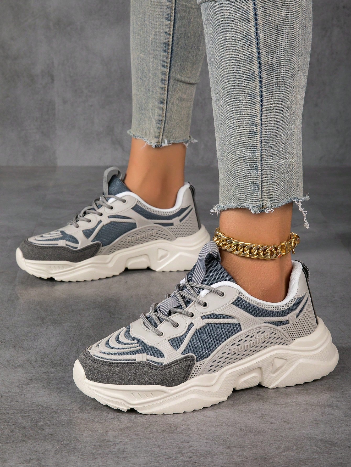 New Women's Thick-soled Chunky Sneakers, Comfortable And Breathable Sports Shoes