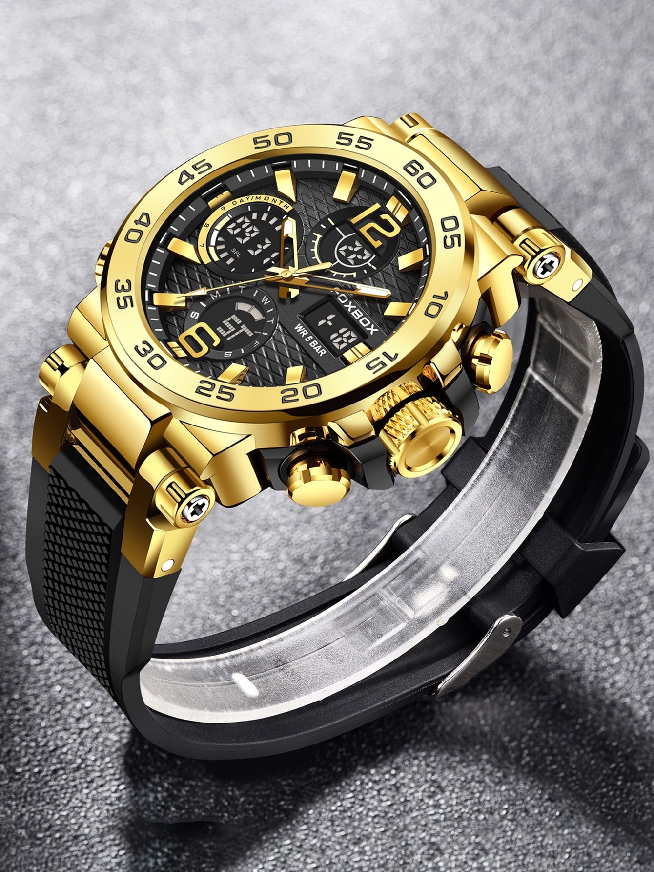 Fb0033 Fashion Round Dial Dual Display Men's Electronic Watch