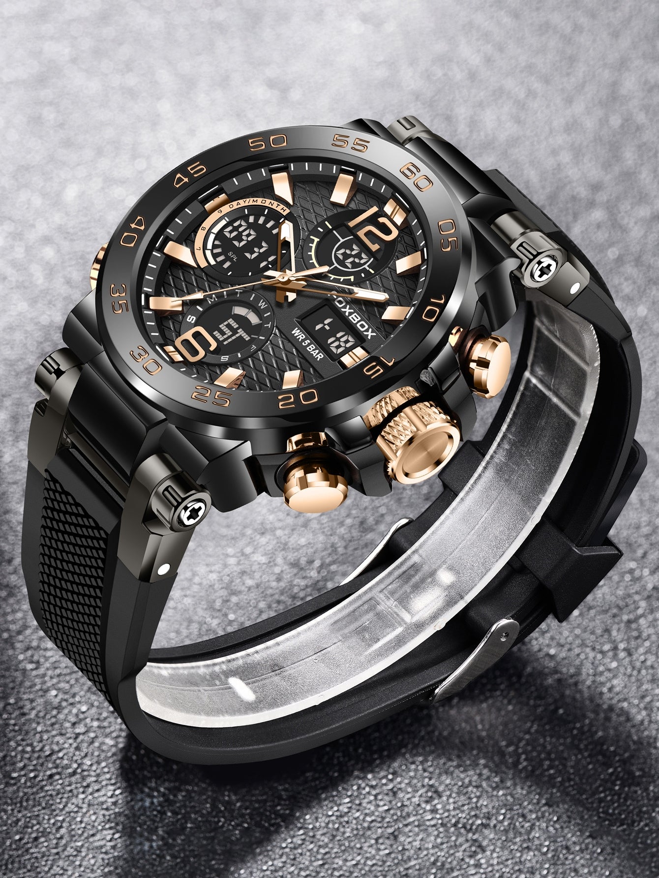 Fb0033 Fashion Round Dial Dual Display Men's Electronic Watch