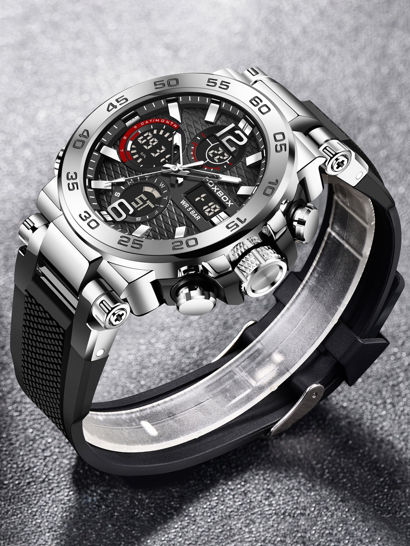 Fb0033 Fashion Round Dial Dual Display Men's Electronic Watch