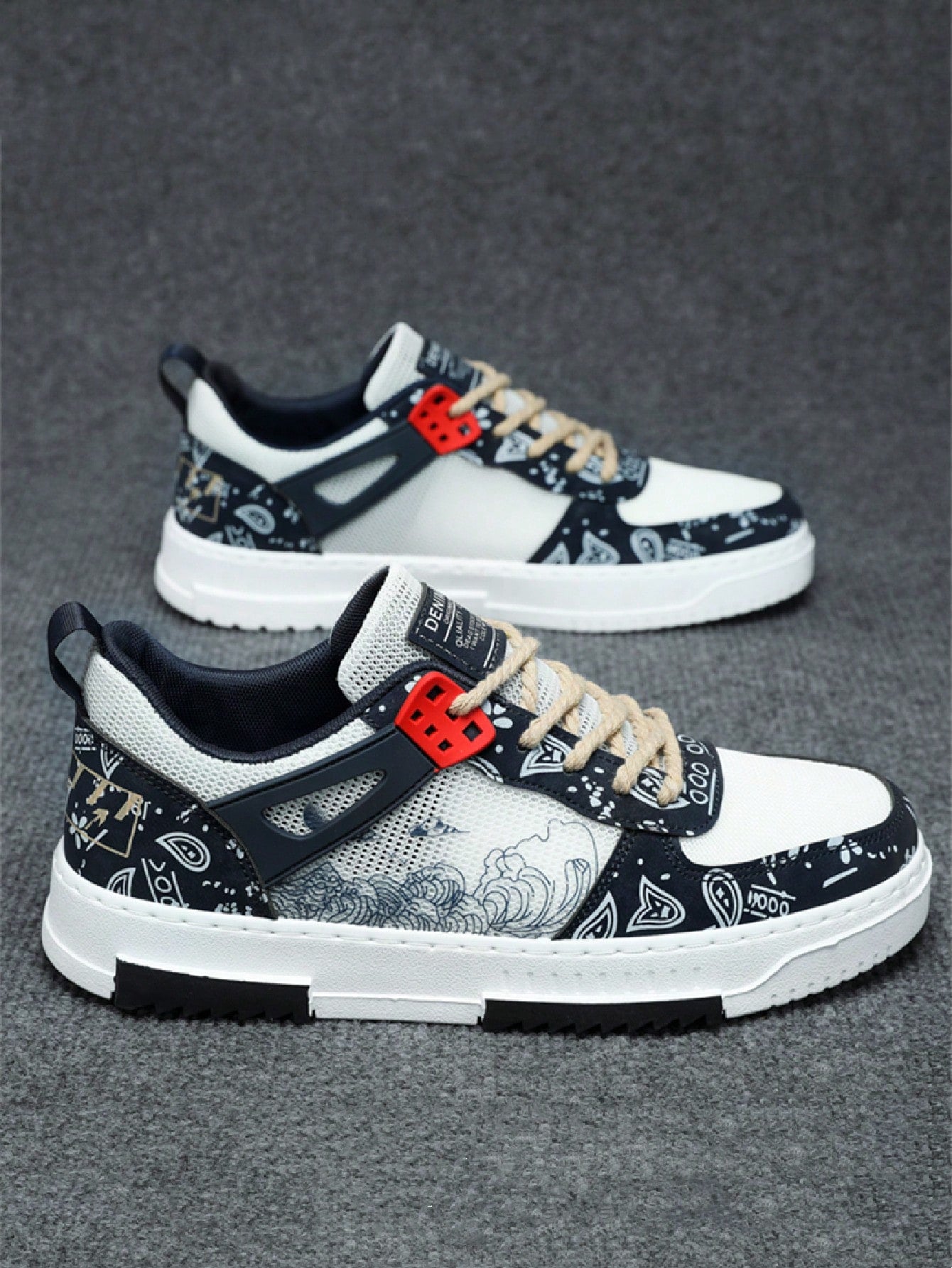 [Random Shoe Upper Lines]New Arrival Men's Leather Spliced Low-Top Color Block Skate Shoes For Students And Daily Wear