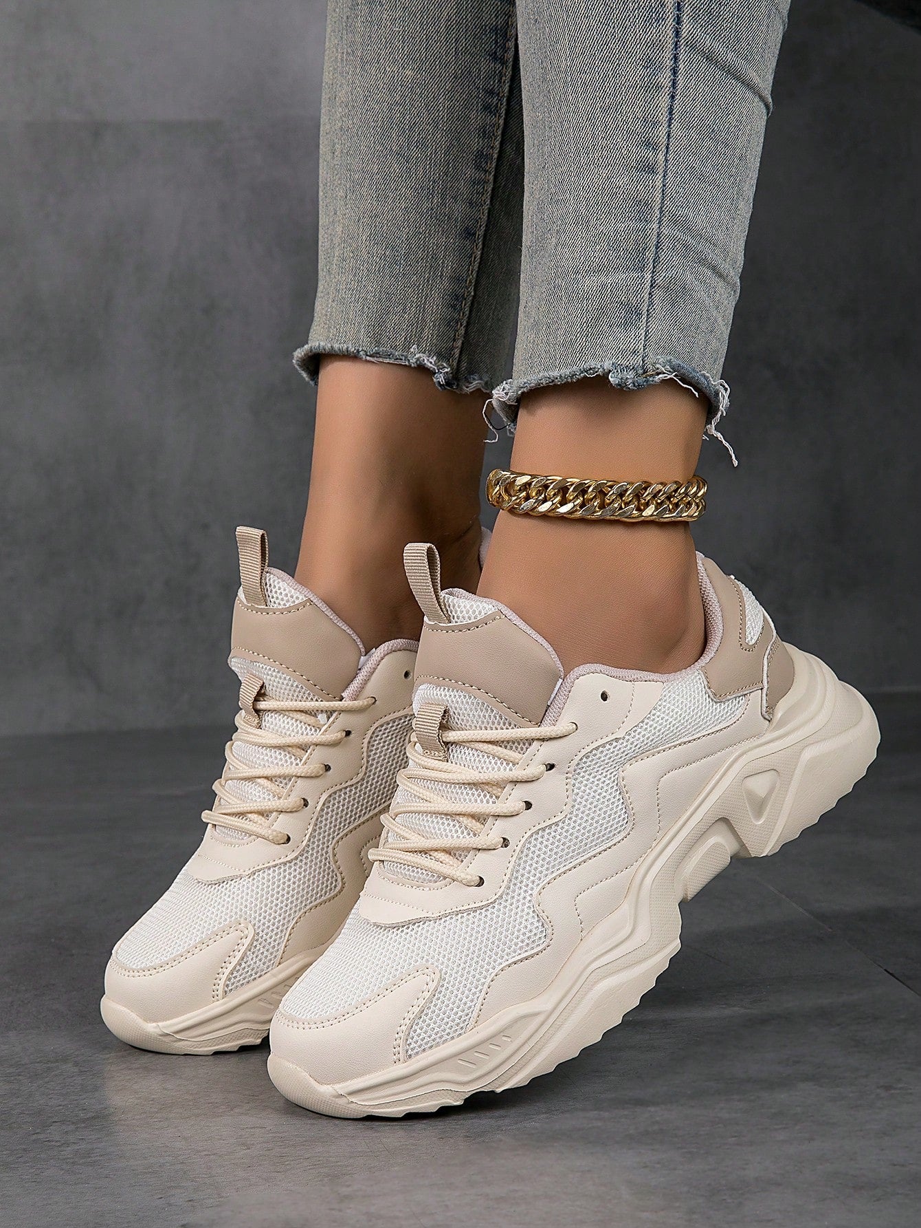 New Women's Thick-soled Chunky Sneakers, Comfortable And Breathable Sports Shoes