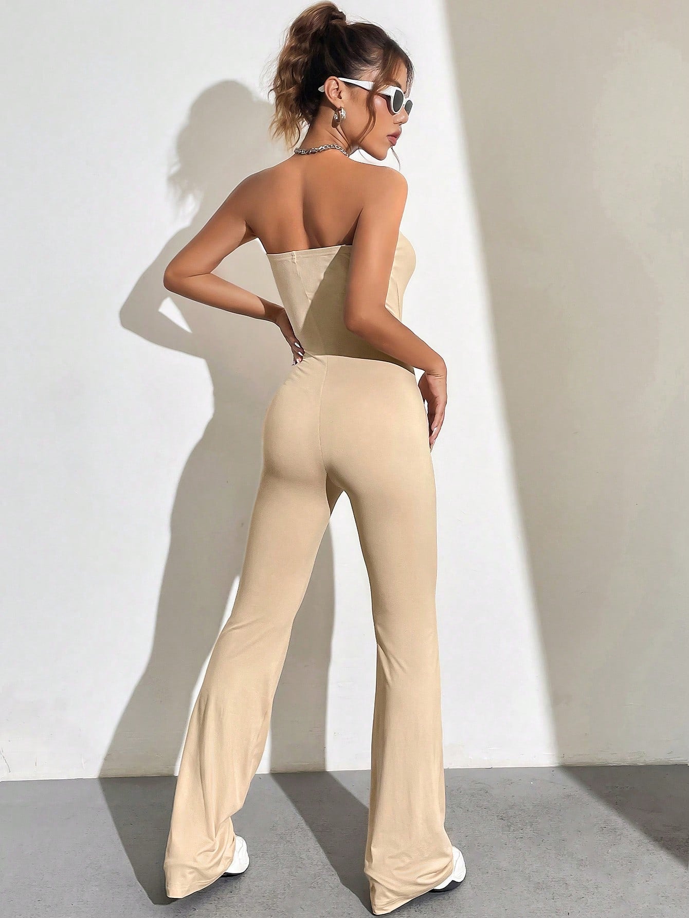 Essnce Solid Flare Leg Tube Jumpsuit