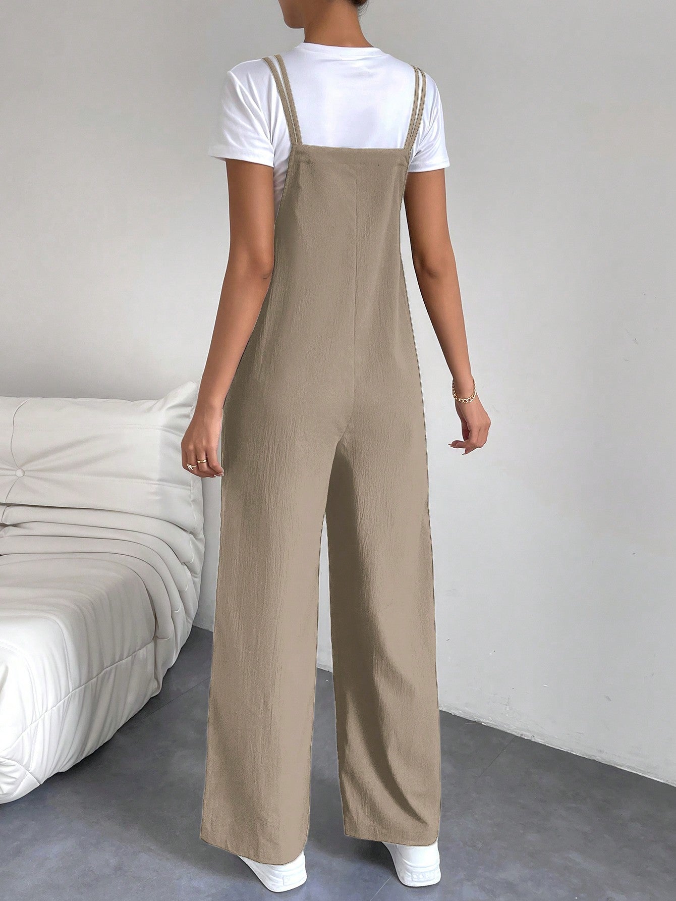 Essnce Solid Dual Pocket Overall Jumpsuit Without Tee