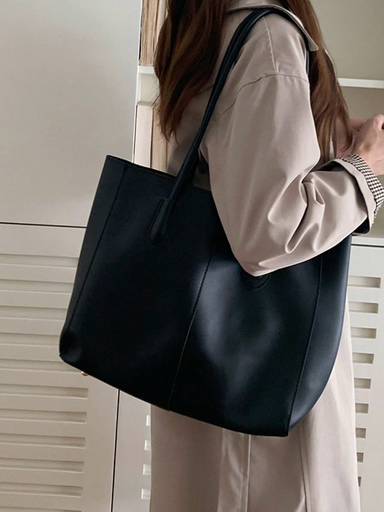 Vintage Tote Bag For Women, Simple Commuter Bag, Fashionable Ins Style Large Capacity Shoulder Bag