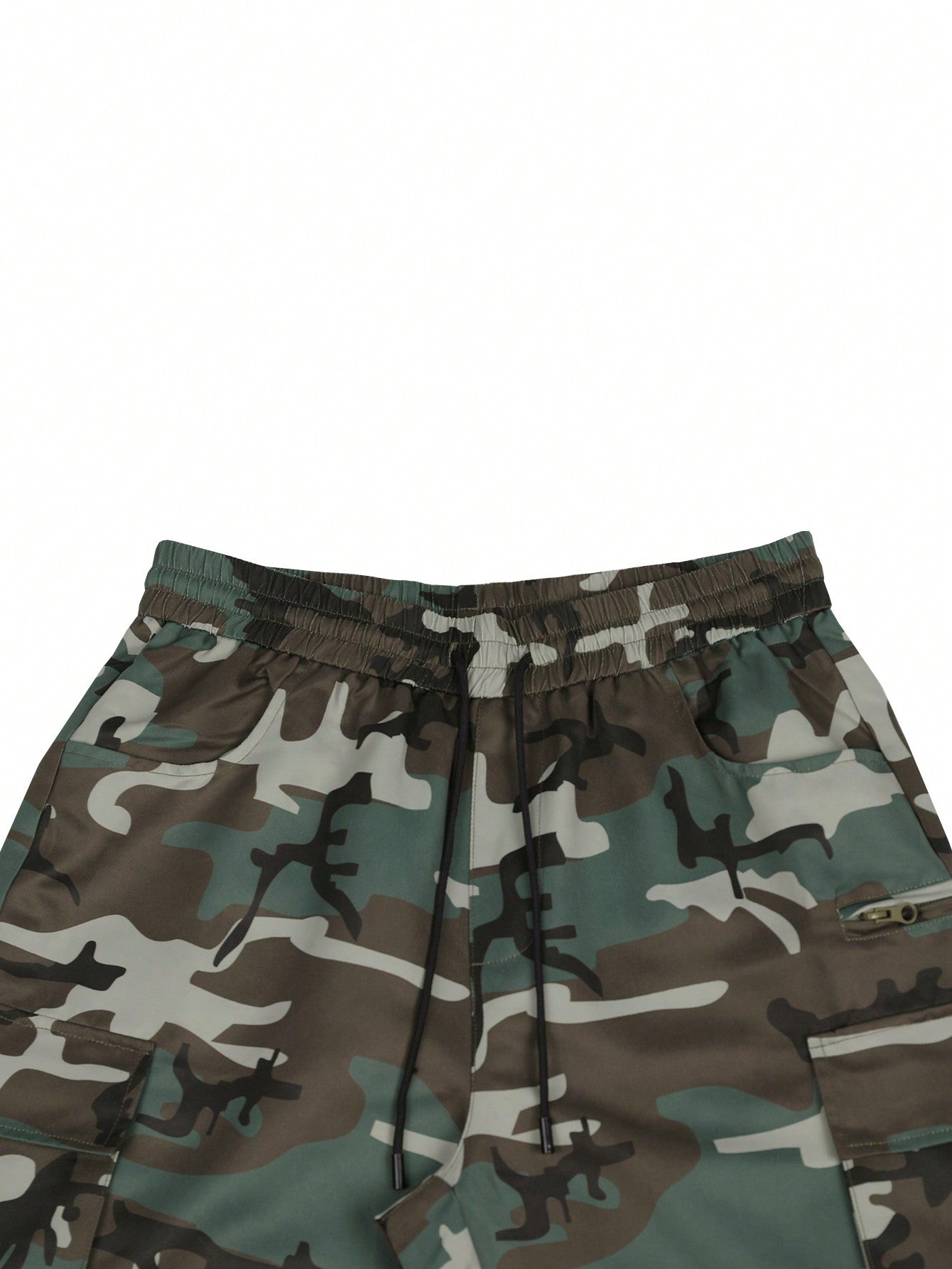 Manfinity Men Camo Print Flap Pocket Drawstring Waist Cargo Pants