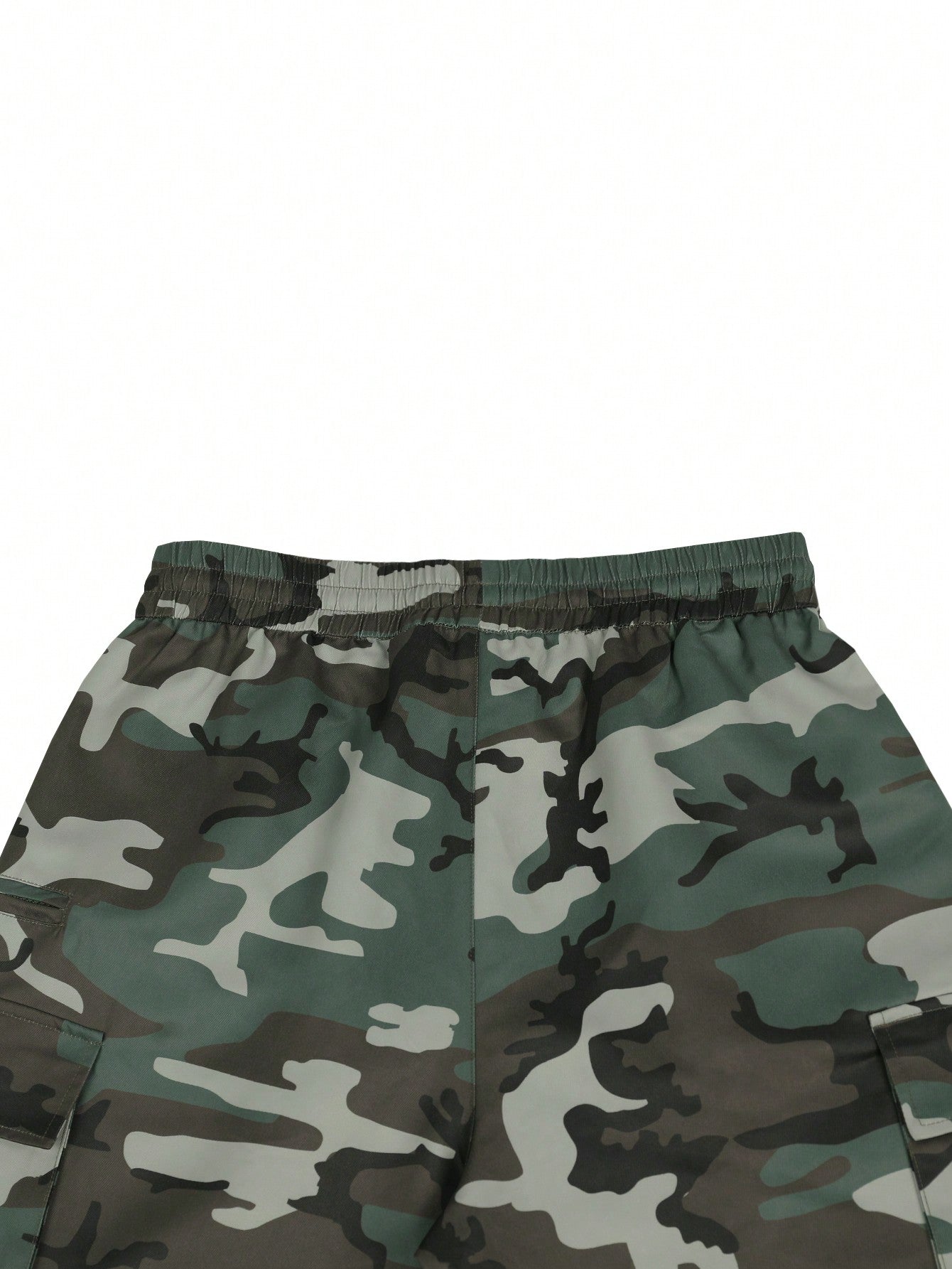 Manfinity Men Camo Print Flap Pocket Drawstring Waist Cargo Pants